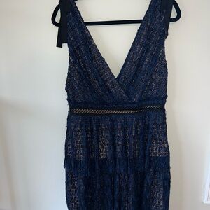 Self-Portrait Guipore Lace Elegant Navy Blue Lace Dress